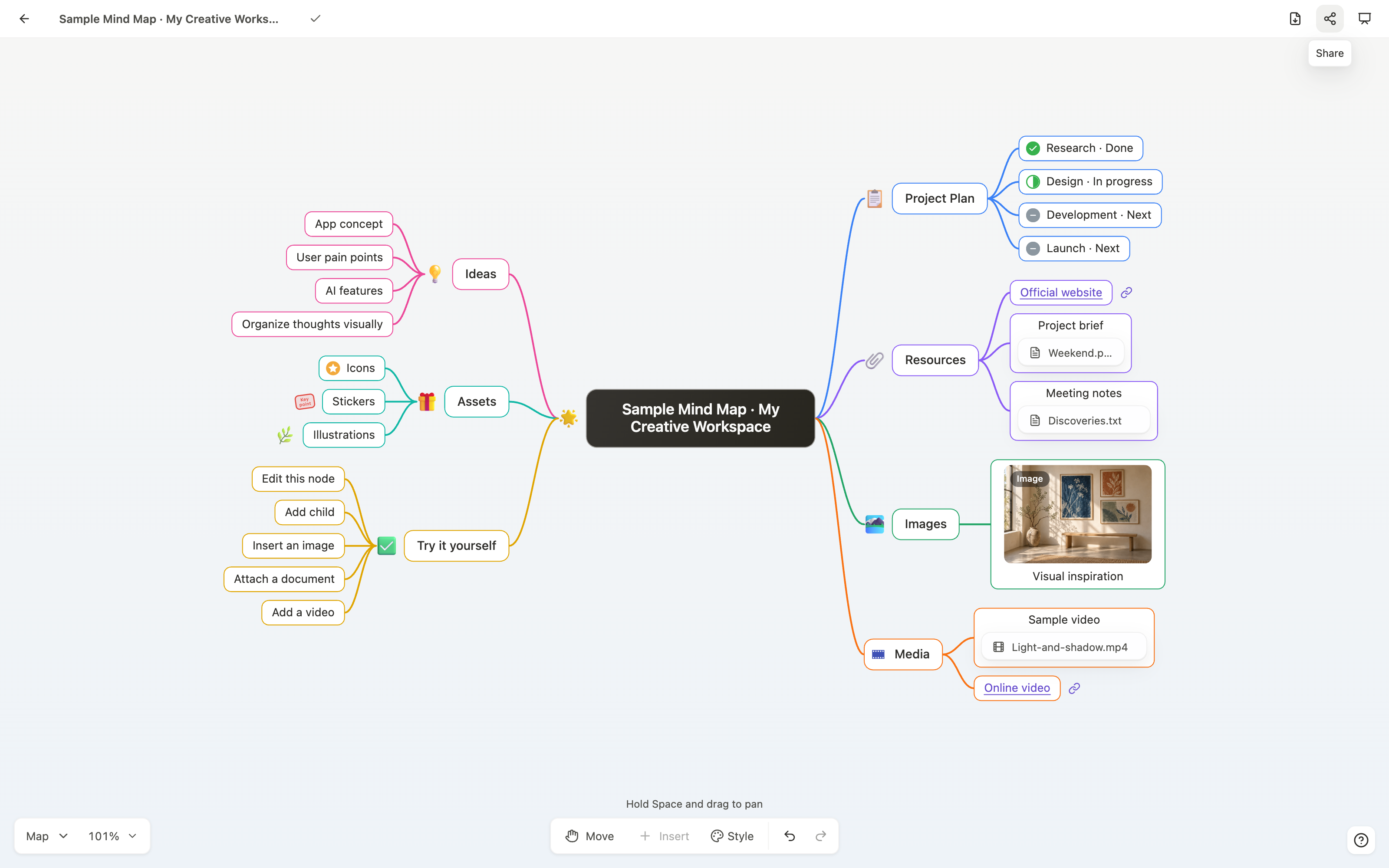 HMind desktop example · Map your ideas